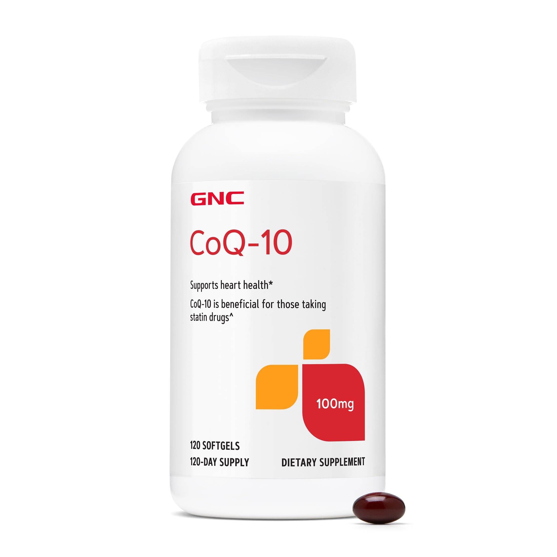 GNC CoQ-10 100mg, Heart Health & Cellular Energy Support, 120 Softgels 120 Count (Pack of 1)