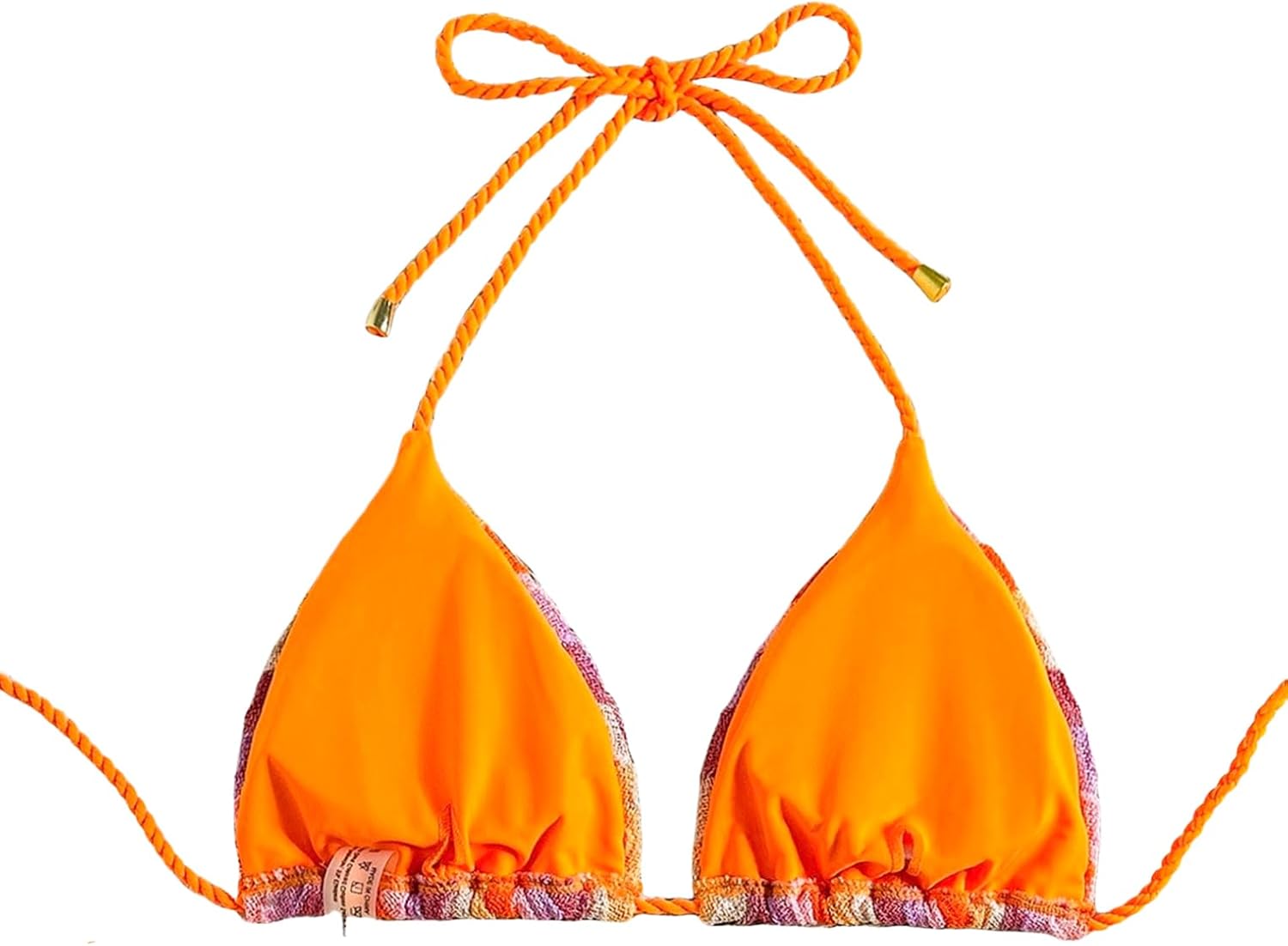 ZAFUL Women's Triangle Bikini Top Sexy Crochet Halter Bikini Tops Knitted Rope Swimsuit Tops