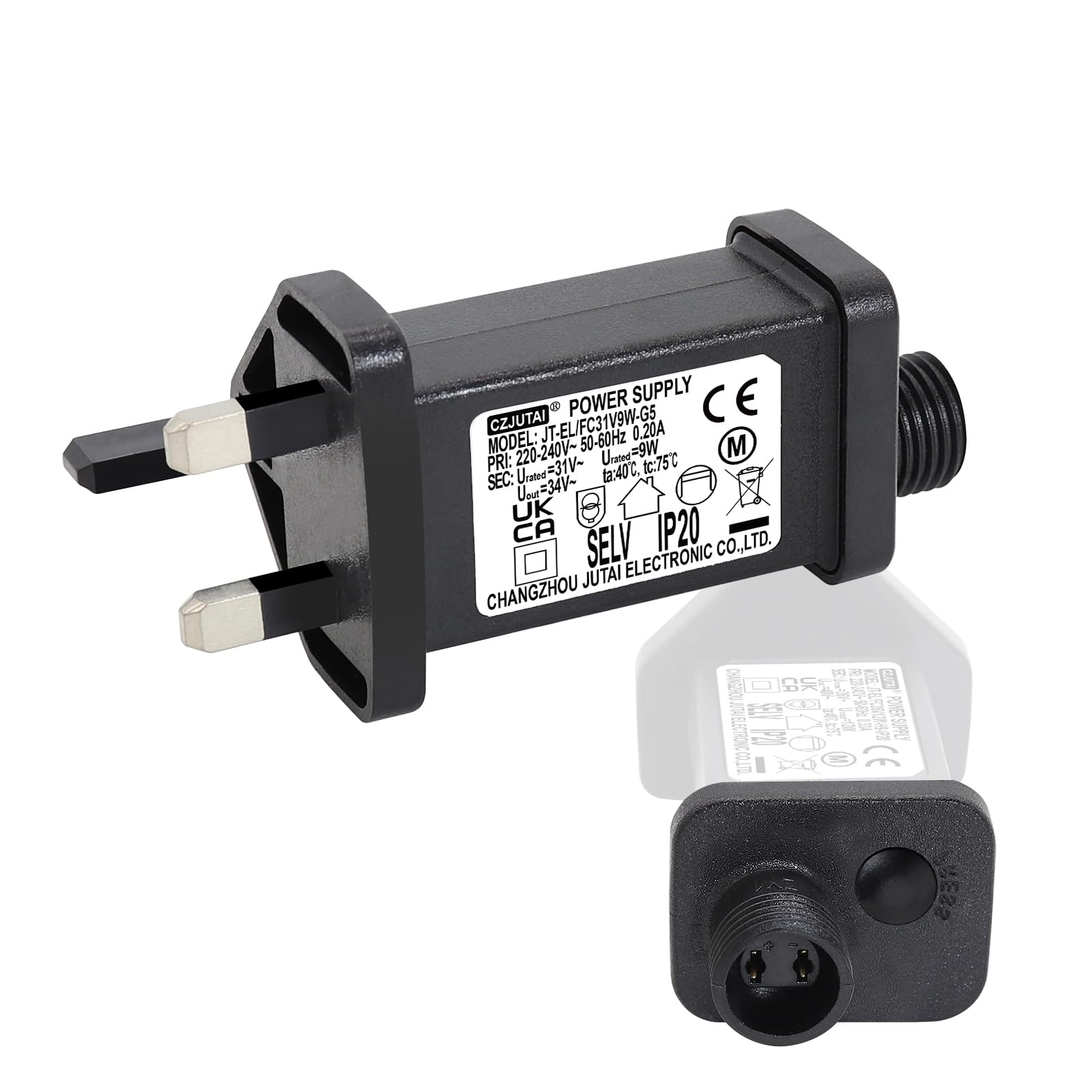 CubePlug 31V 9W String Lights Indoor-Outdoor Power Adapter for CZJUTAI JT-EL/FC31V9W /7.2W /6W -IP20 Christmas Lighting, with multifunction botton [W590]