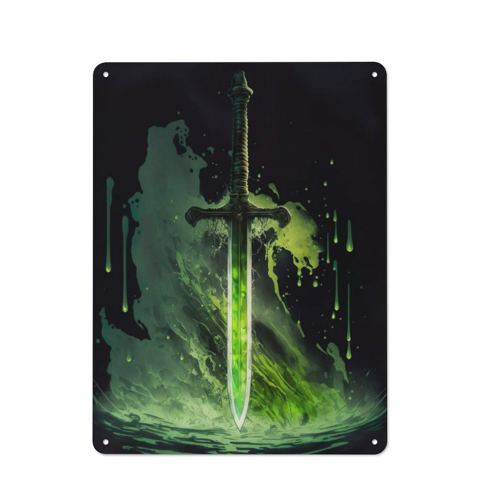Junmoney Obsidian Katana Rustic Tin Sign 40X30cm Featuring For Garage Wall, For Vintage Wall Decor Fans, For Home Office And Studio Walls