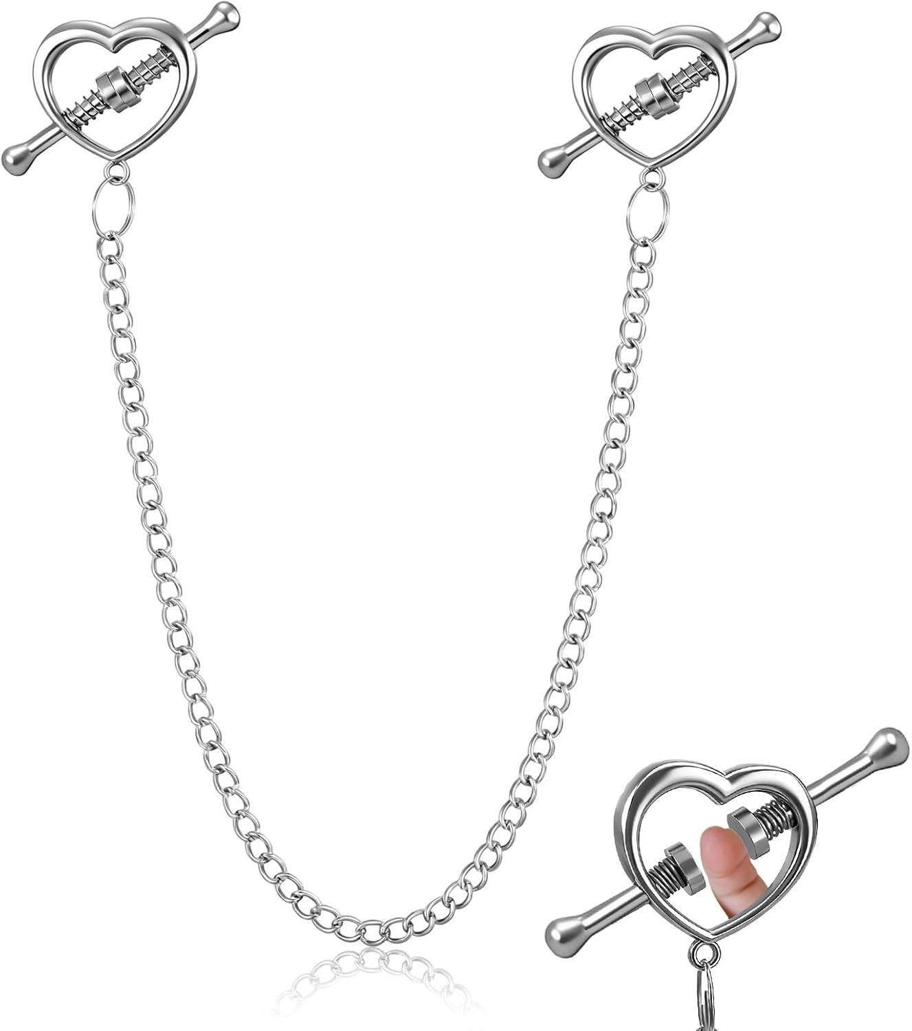 Heart Stainless Steel Body Jewelry Non Piercing Adjustable Jewelry Clips Dangle Charms for Women Girls