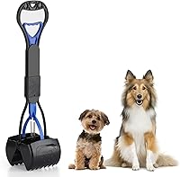 PPOGOO Non-Breakable Pooper Scooper Long Handle for Dogs & Cats - Durable ABS, Spring-Loaded Easy Grass Gravel Pickup