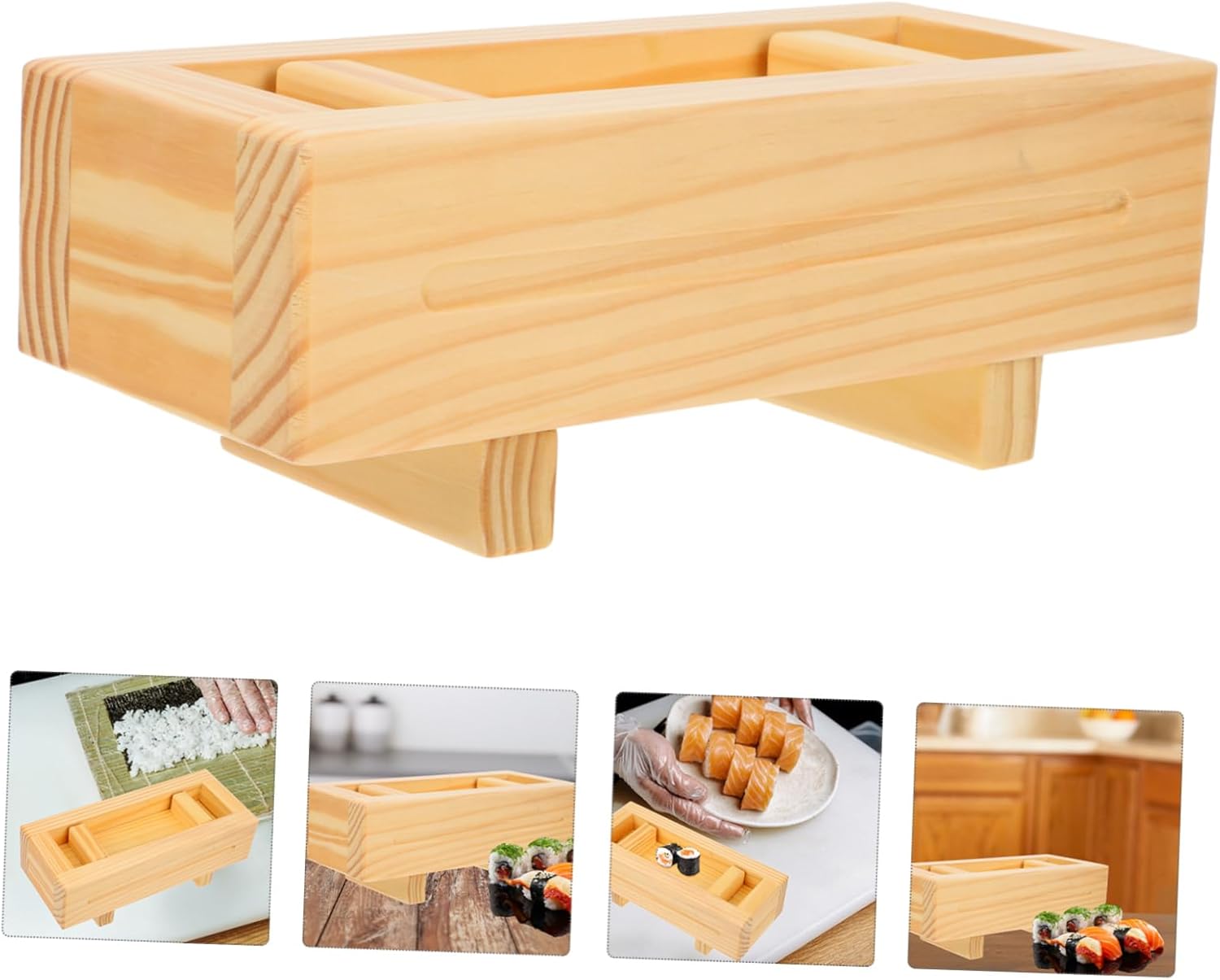 STOBAZA Diy Sushi Making Kit Sushi Press Mold Japanese Rice Roll Mould Maker Making Mold Wooden Easy to Use