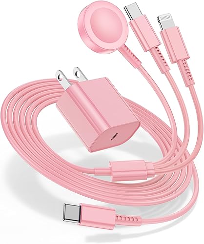 Miniatura 11 de Cargador para Apple Watch de carga rápida, cable de carga múltiple 3 en 1 con cargador USB C de 20 W, cable de carga iWatch de 6 pies para iWatch