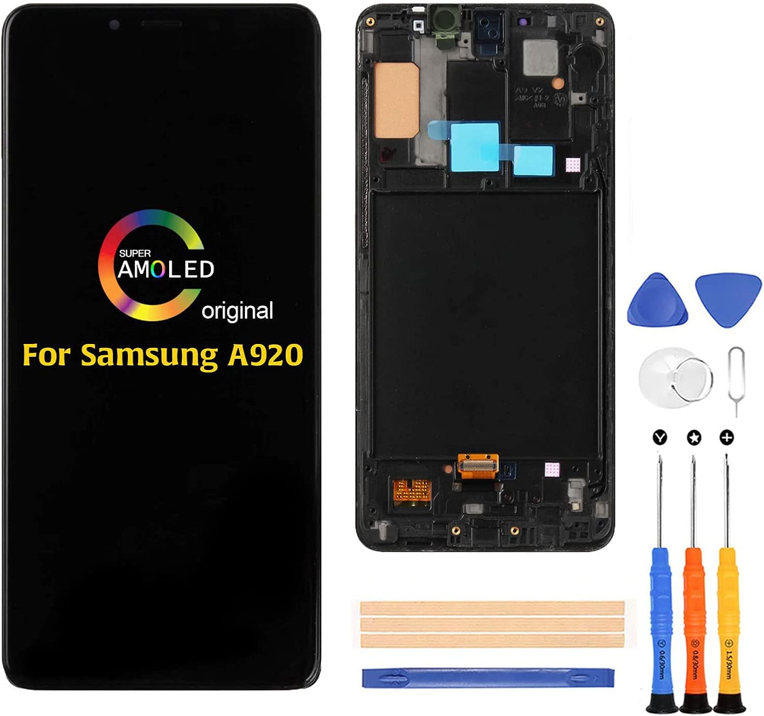 A-MIND for Samsung Galaxy A9 2018/A9 Star Pro/A9s SM-A920F/DS A920N 6.3 Original Screen Replacement Touch Screen Digitizer LCD Display Full Assembly Repair Kits,with Free Tools(Black with Frame)