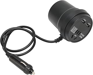 Qiilu Power Inverter Car Inverter Abs Car Inverter Black 150W DC 12-24V to AC 110V-220V Converter 2 USB Port Car Power Adapter