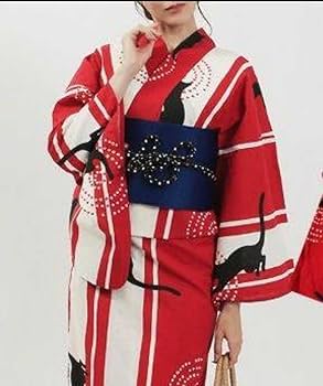 ■涼やか赤紅と黒猫の浴衣■人気のネコ柄■新品未使用　呉服店購入　浴衣■清楚上品 Amazon.co.jp: 涼やか赤紅と黒猫の浴衣 ネコ柄 呉服店購入 浴衣