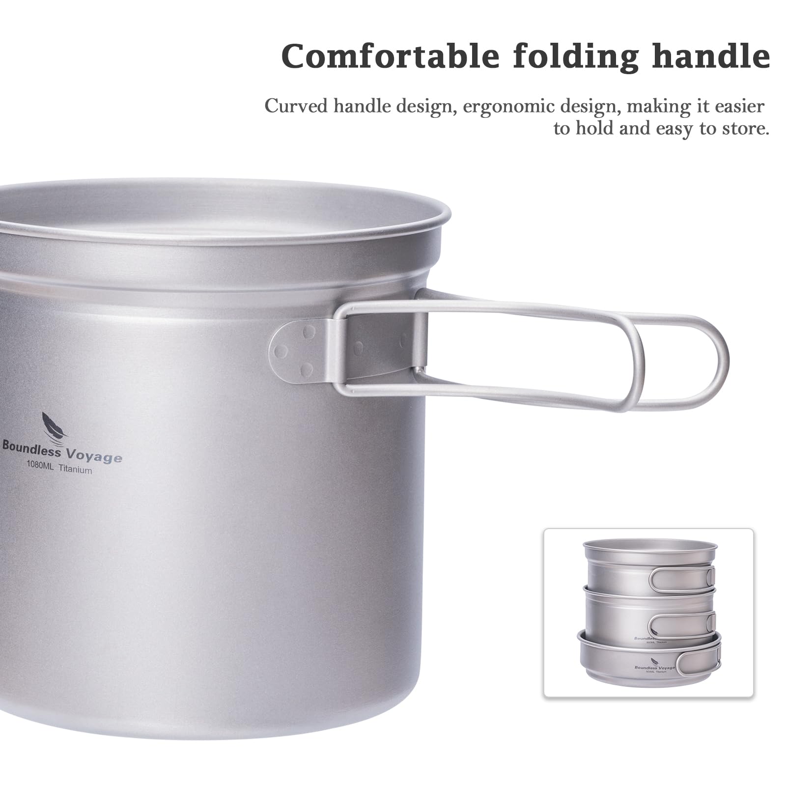 iBasingo Titan Topf Pfannen Set mit Klappgriff Im Freien Camping Suppe Topf Schüssel Bratpfanne Essgeschirr Ultraleicht Kochgeschirr Für Picknick Reisen Wandern