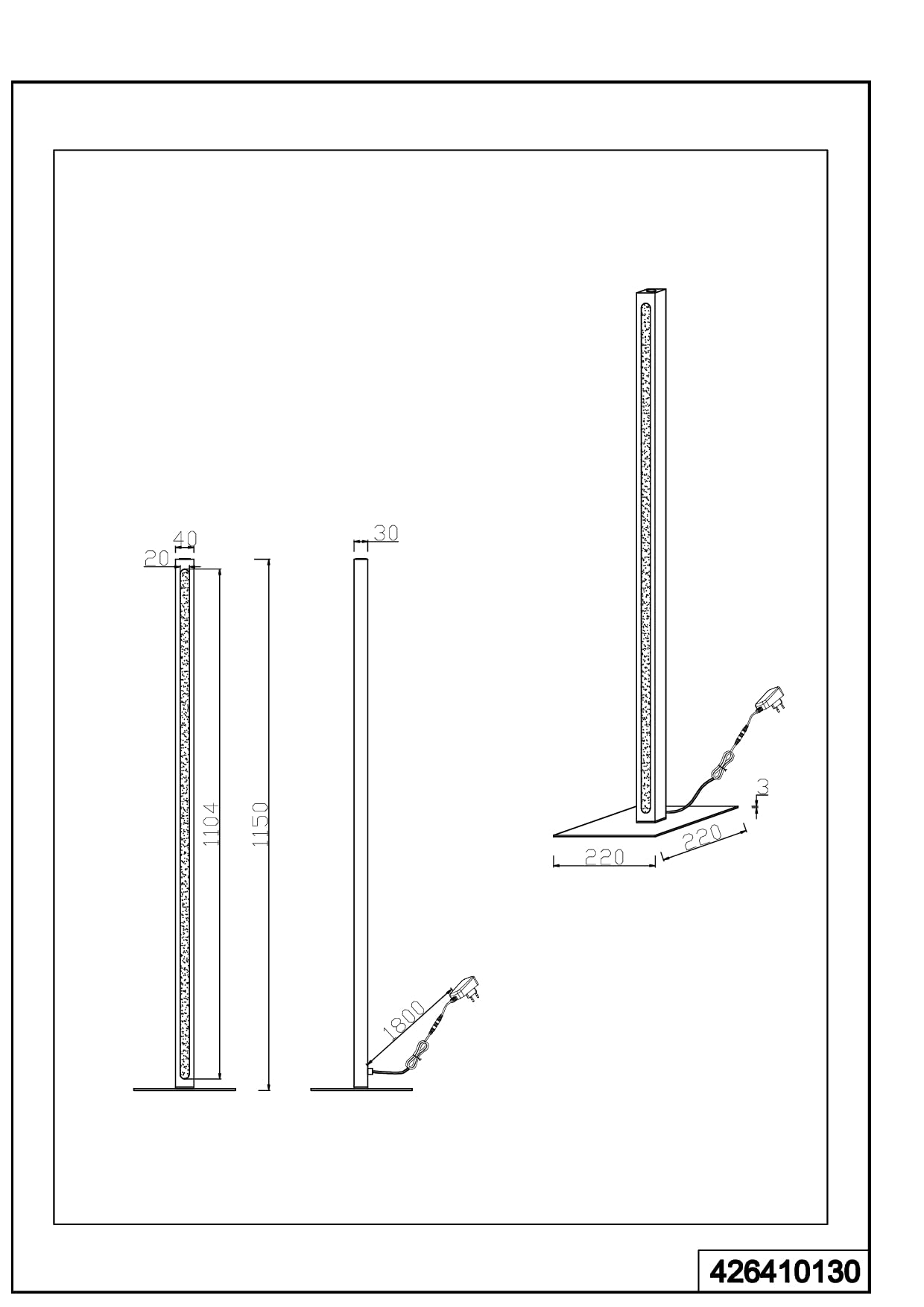 Bella LED Stehleuchte, Stehlampe mit 4-fach Touch Dimmer, puristisches Design, Korpus aus Holz, inkl. 20 Watt Leuchtmittel, Höhe: 115 cm