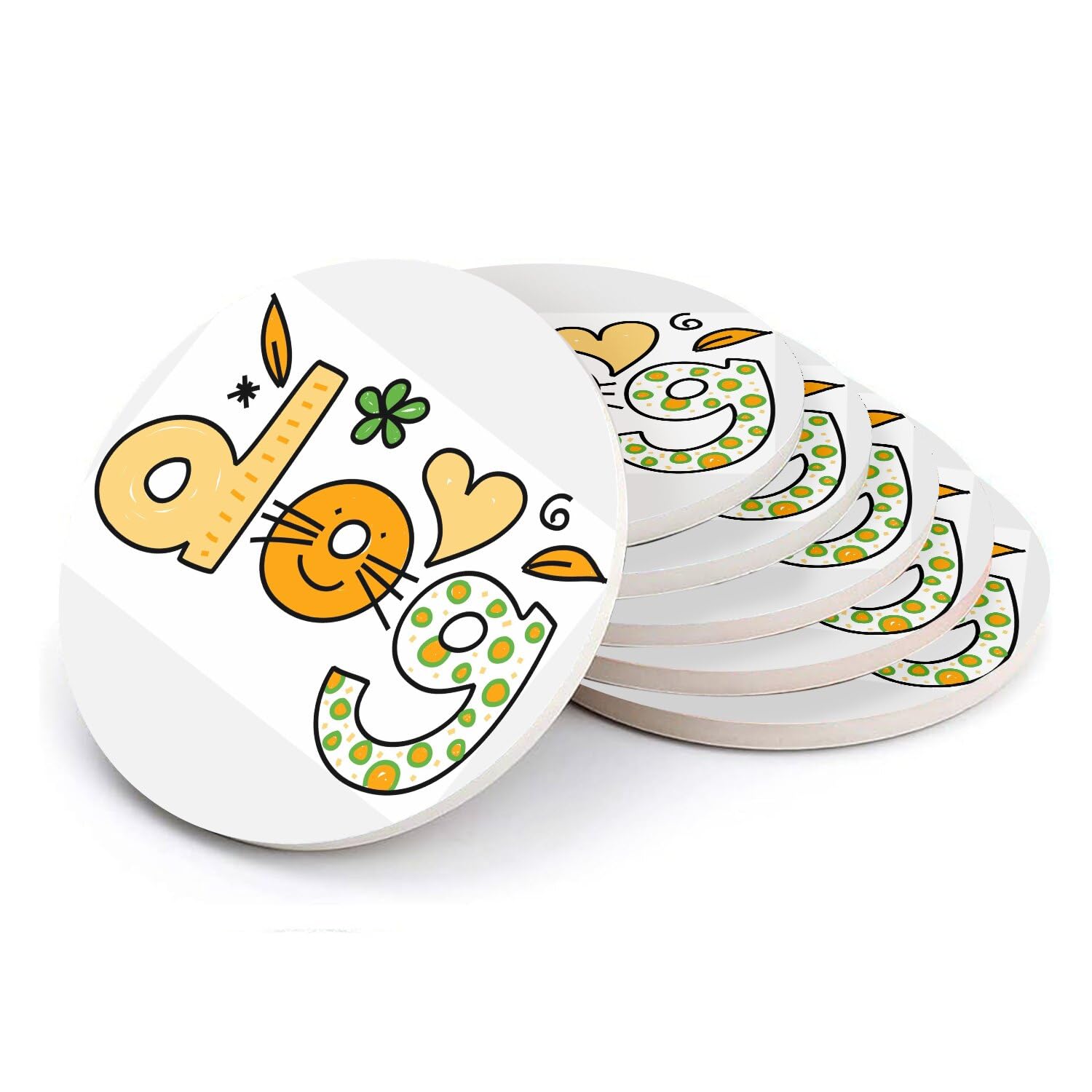Sous-verre céramique rond contre les taches, motif chien mignon pour table enfant