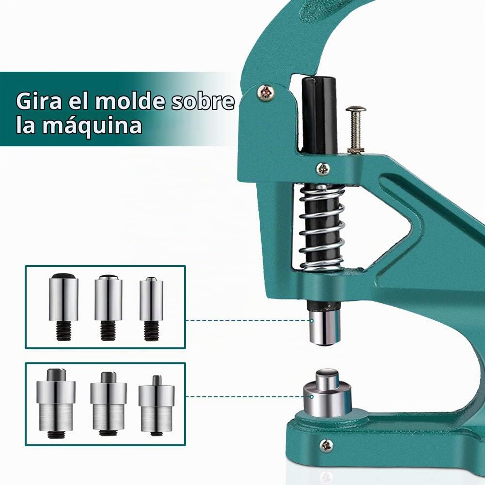 Máquina manual de prensa para ojales con 3 troqueles (6 mm, 10 mm, 12 mm), hasta 900 perforaciones, ideal para manualidades y decoración