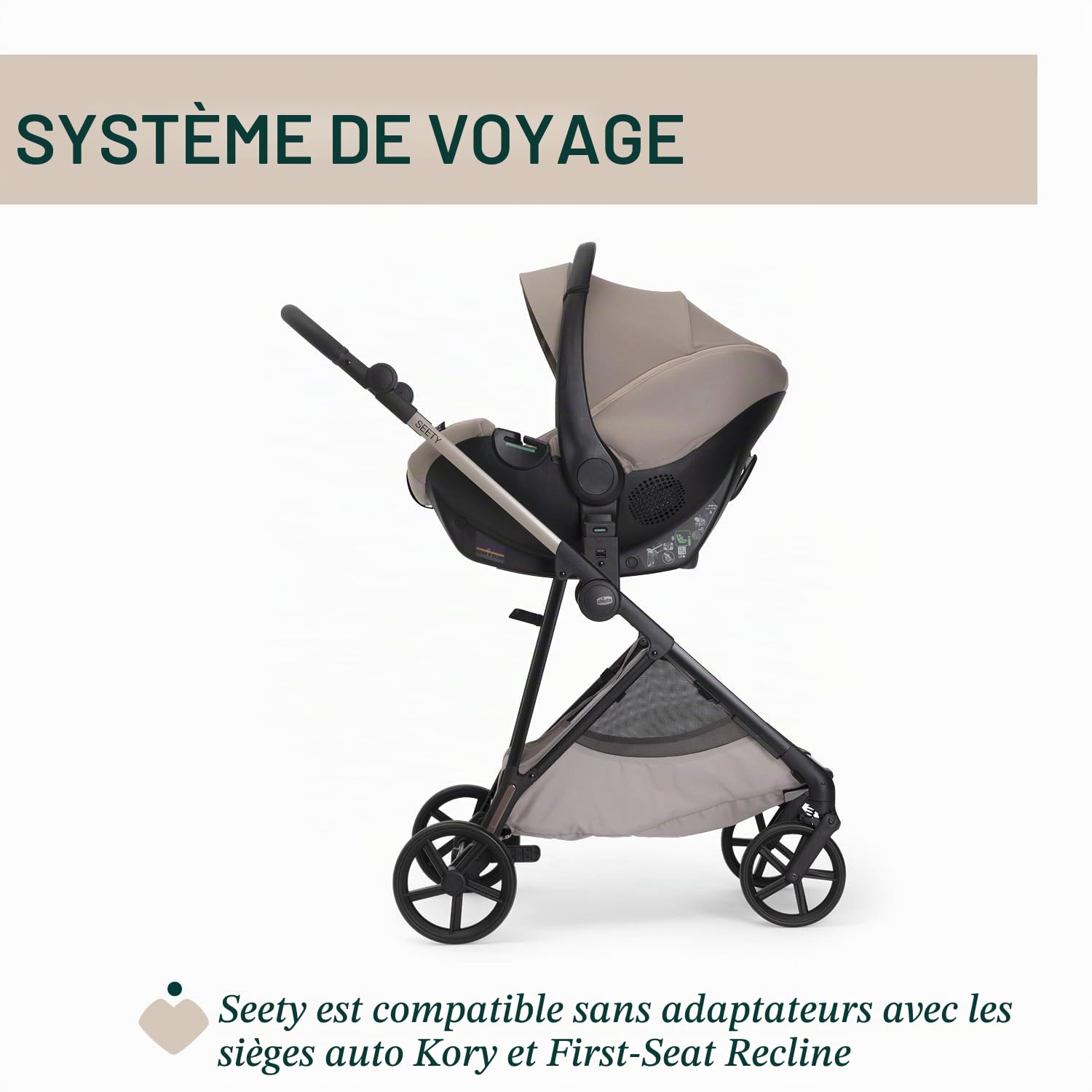 Chicco Poussette Seety, Poussette Légère et Compacte de 0 Mois à 4 Ans, Charge Max 22 kg, Poussette Pliable, Dossier Inclinable, Fermeture Automatique en 1 Geste, Canopy Pare-soleil et Habillage Pluie