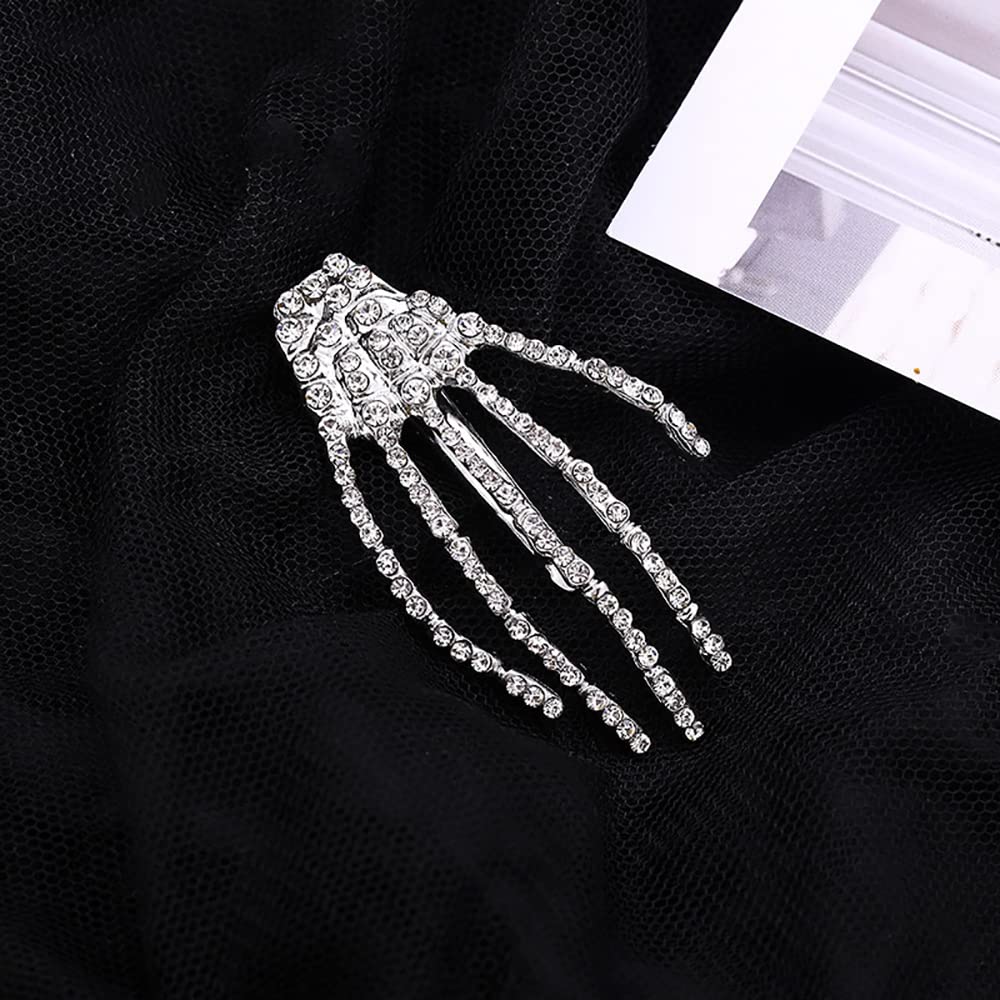 Set / 2 Silver Pave Skeleton Hand Hairclips Rhinestone Goth Glam Hair Clip Hands Amazon.com : Rhinestone Skeleton Hand Hair Clip Skull Hair  main image 4
