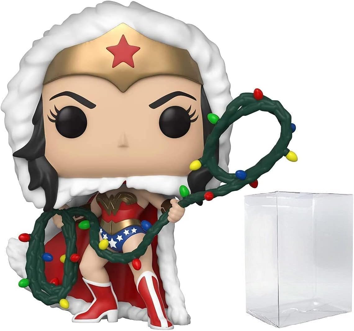 Funko POP DC Holiday - Wonder Woman with String Light Lasso Pop! Vinyl Figure (Bundled with Compatible Pop Box Protector Case), Multicolored, 3.75 inches