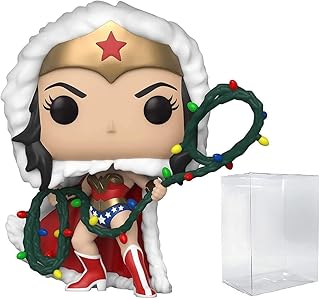 Funko POP DC Holiday - Wonder Woman with String Light Lasso Pop! Vinyl Figure (Bundled with Compatible Pop Box Protector Case), Multicolored, 3.75 inches