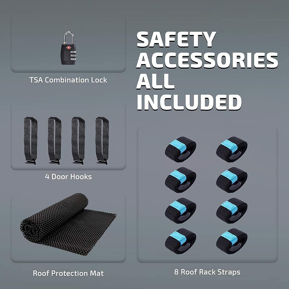 KING BIRD Aerodynamic Rooftop Cargo Carrier Bag, 15 Cubic Feet 100% Waterproof Car Top Carrier with Non-Slip Mat + 4 Door Hooks+Luggage Lock Fit All Vehicles with/Without Roof Rack : Automotive