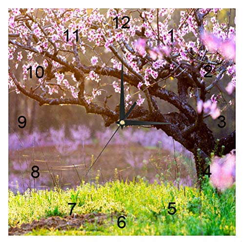 Horloge murale carrée moderne fleurs de cerisier pour chambre