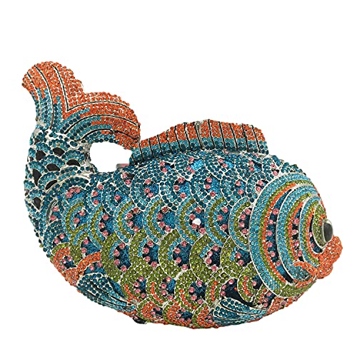 Lindas bolsas de mão com strass de peixe minaudiere Crystal Clutch Bolsas femininas para noite e coq