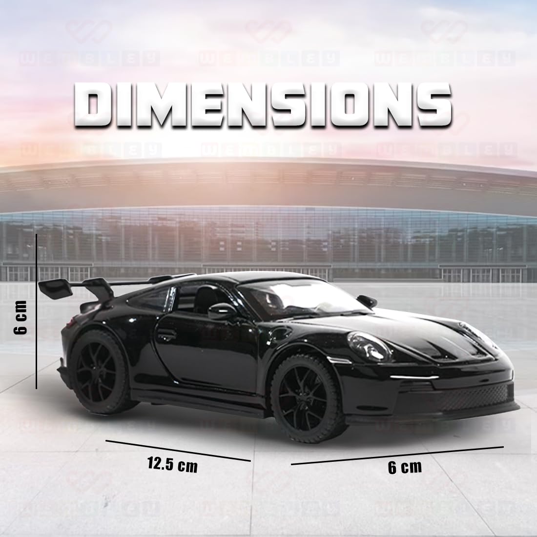 Wembley Pull Back Die-cast Model Car 1:32 Scale Metal Toy Vehicle with Openable Doors & Light Engine Sound - Realistic Collectible for Boys Kids 3+ Years & Above - Black - Image 2 thumbnail