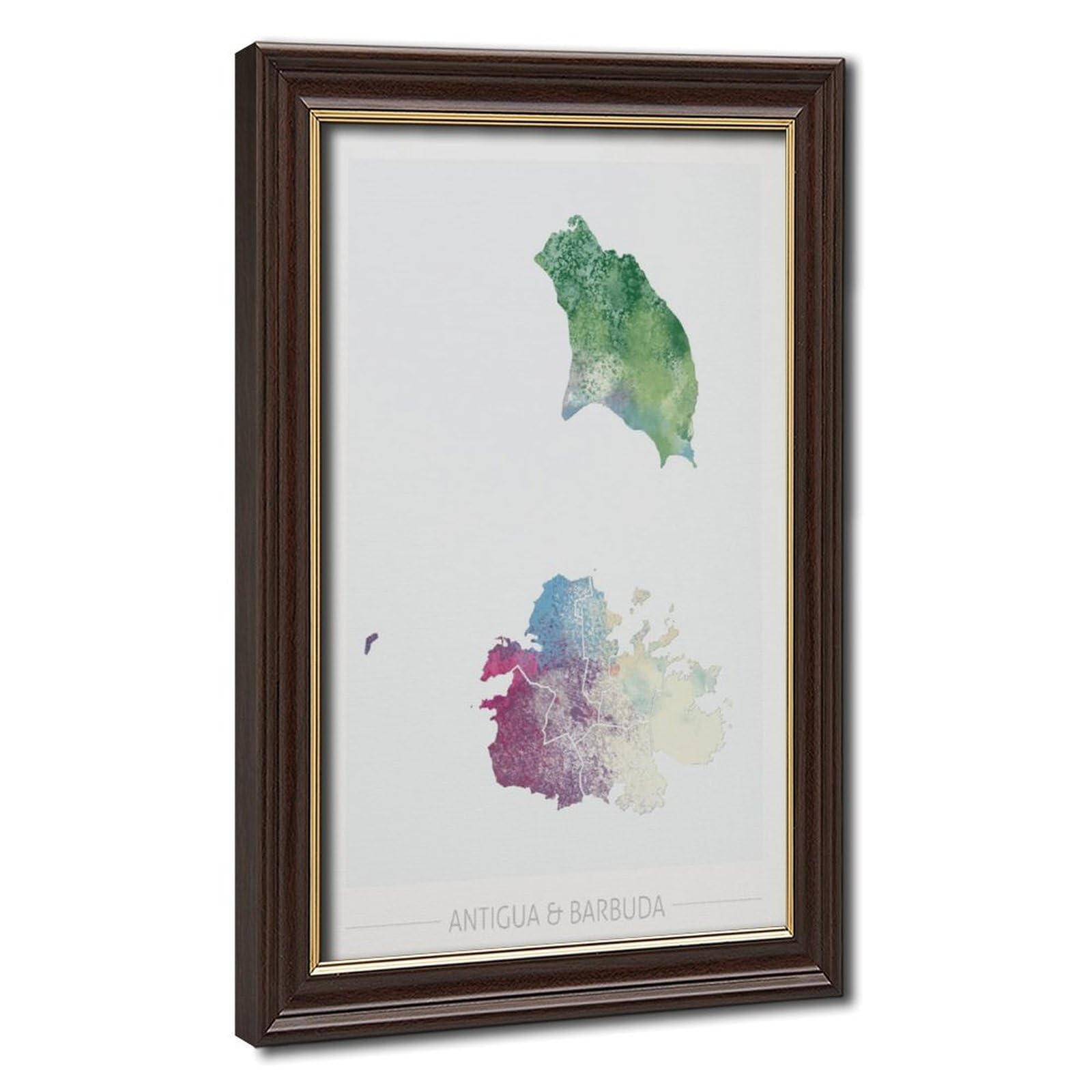 Bareronor Bronze Antigua And Barbuda Map Canvas Poster Bedroom Decor Landscape Office Room Decor Gift 8" L X 12" W