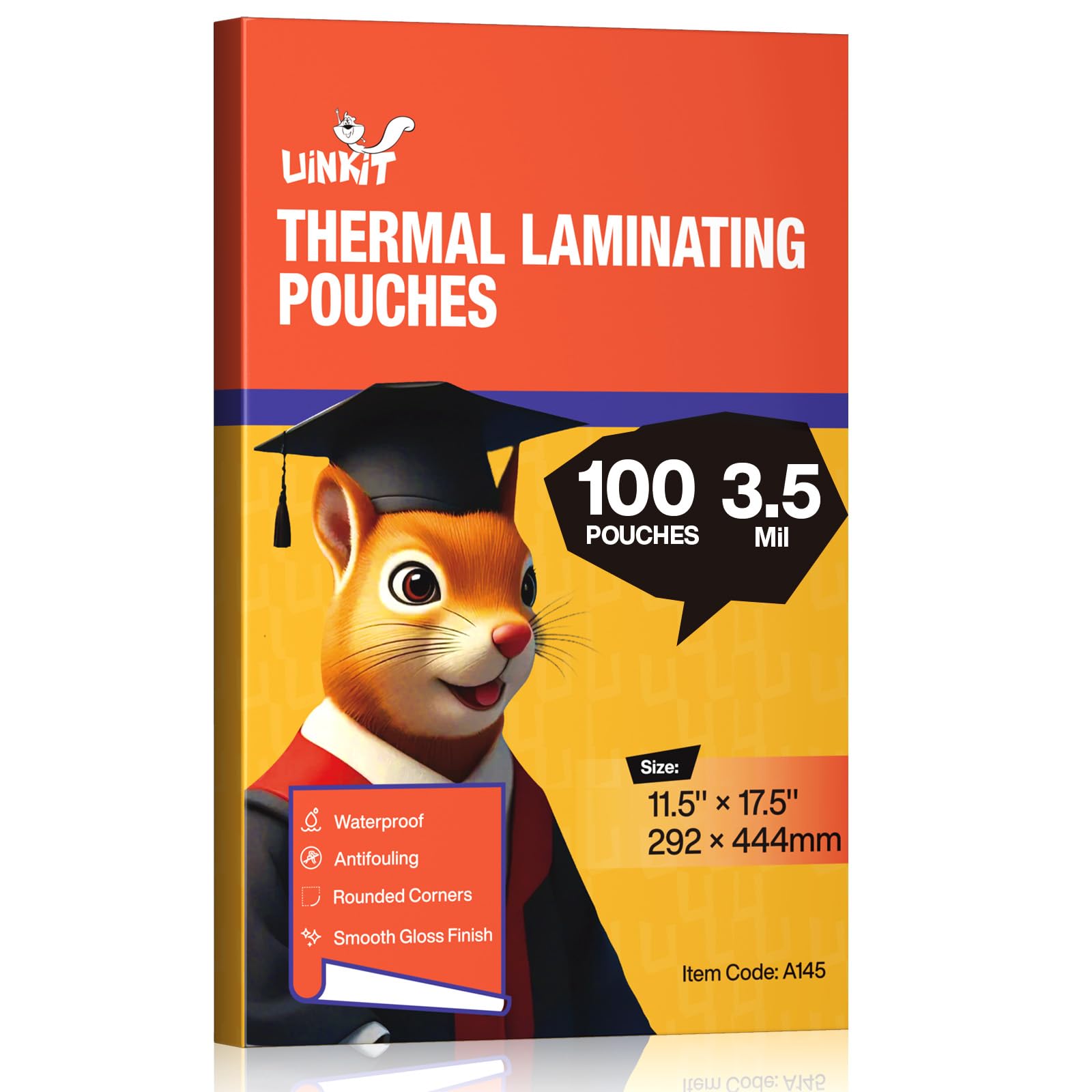Uinkit 3.5Mil 100Pack Clear Laminating Sheets, Menu Size, 11.5 x 17.5-Inch Laminate Pouches, Protector for Photo Papers, Use in Office School Supplies, Rounded Corner