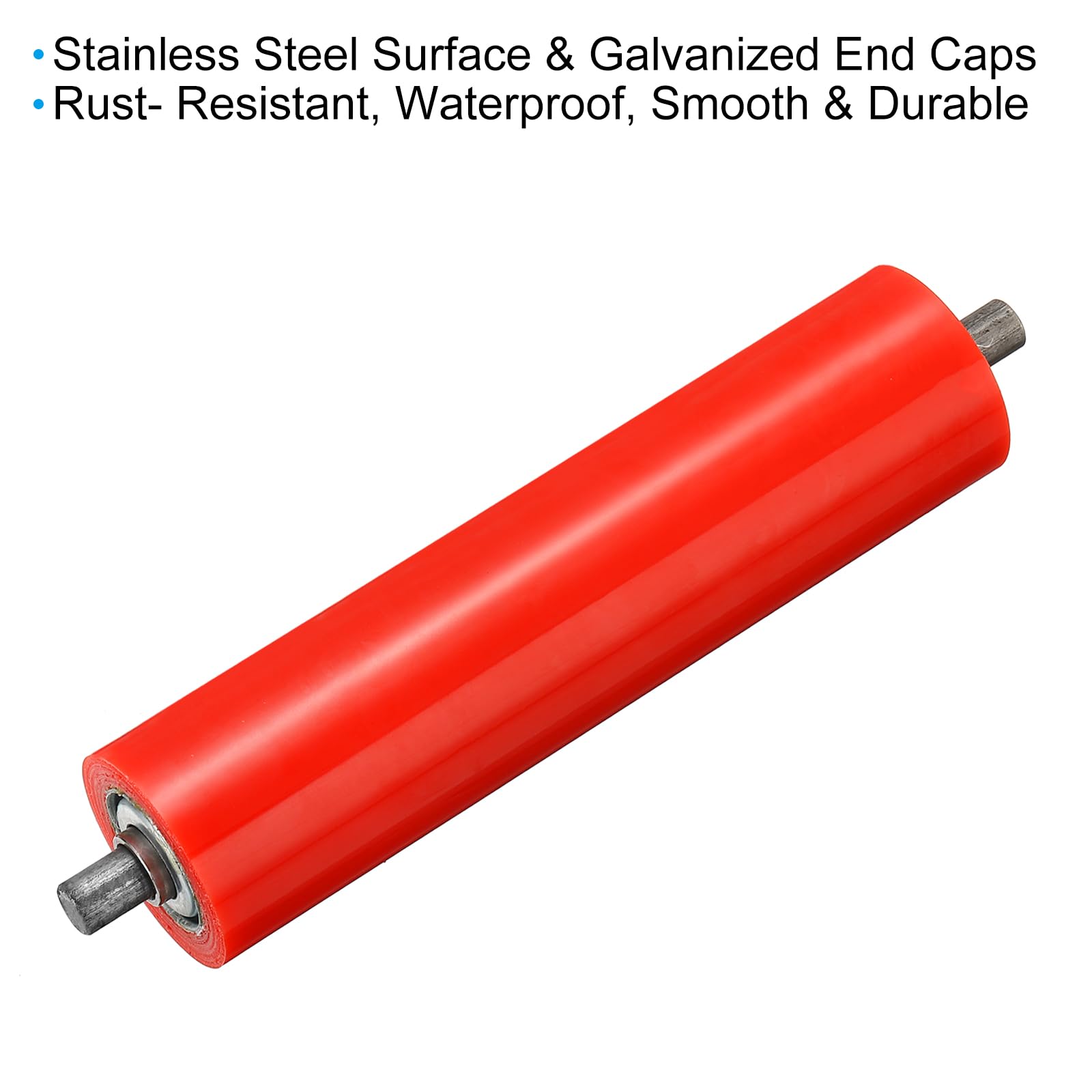 PATIKIL Rouleau de Convoyeur Revêtu de Polyuréthane 2" de Diamètre 8" de Longueur, 1 Paquet de Pièce de Rechange de Transmission en Acier Inoxydable avec Embout Galvanisé, Rouge