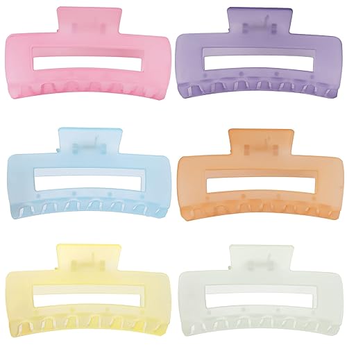 Miniatura 8 de Sisiaipu Pinzas grandes para el cabello de 4 pulgadas, 6 pinzas grandes para cabello grueso, pinzas cuadradas para el cabello para mujeres, pinzas