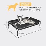 Veehoo Lit de chien surélevé extérieur, grand lit de chien de refroidissement élevé avec garde-corps & Appui-tête de pente, Teslin Respirant Durable Mesh, Lit pour animaux de compagnie lavable pour l'intérieur & Extérieur, 120×81cm, Noir