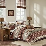 Southwest Turquoise Red Native American Cal King Comforter Set (7 Piece Bed in A Bag)