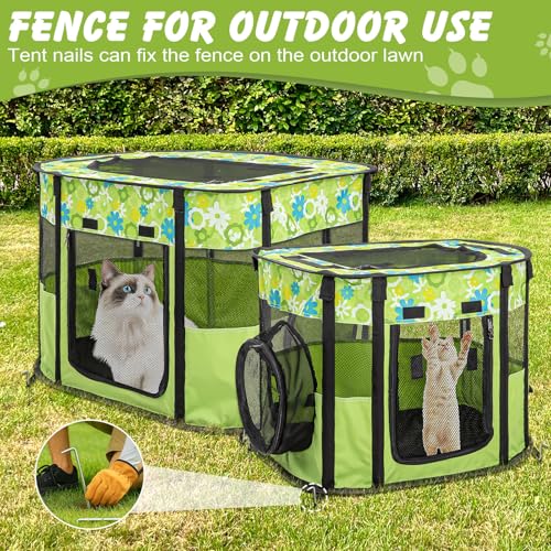 Portable Cat Playpen with Separate Areas, Foldable Indoor Outdoor Cat Enclosure, Portable Pet Tent for Kittens and Small Animals, Collapsible Tent Kennel Cage House with Tent Pegs and Carry Bag by ondware - Image 4