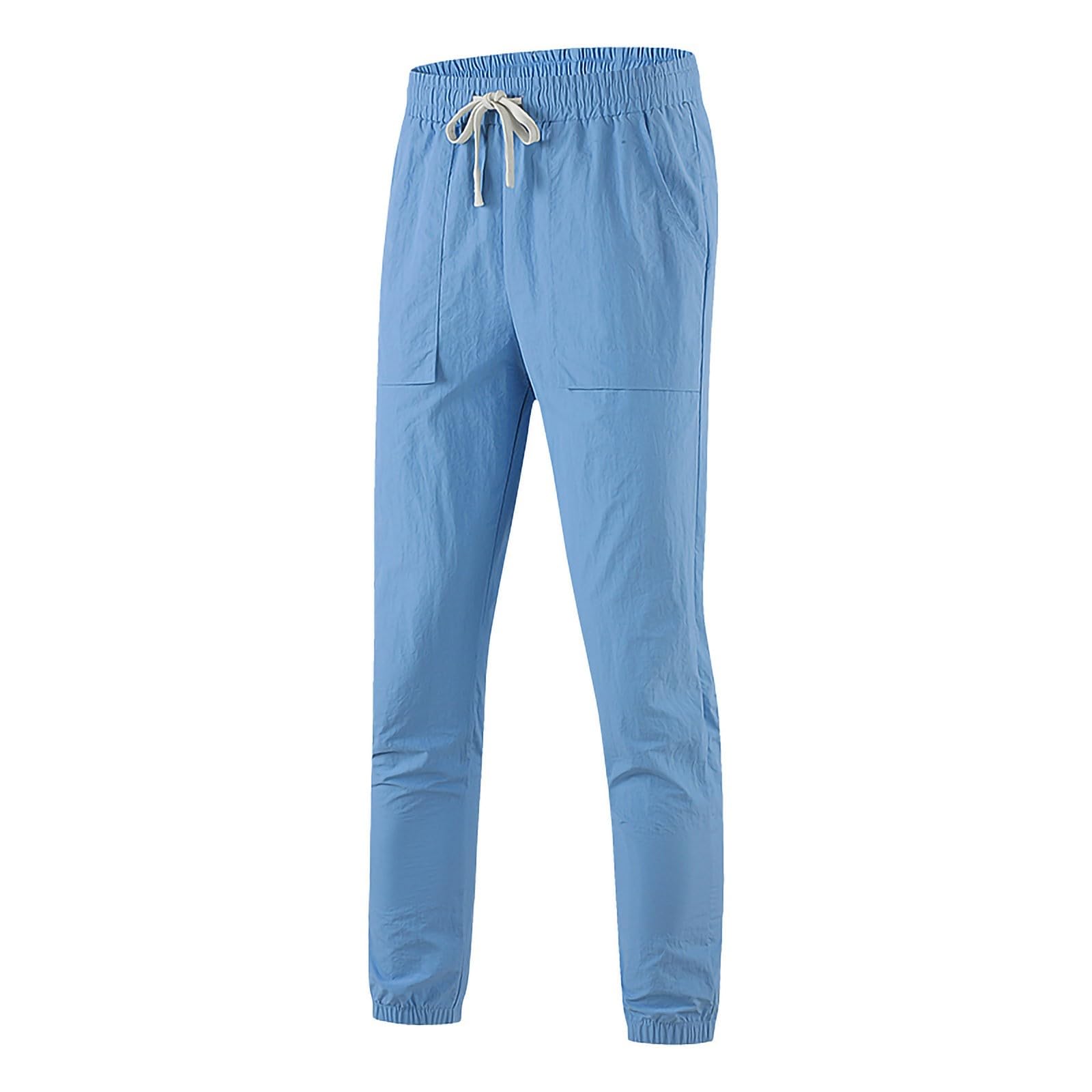 Sweatpants for Men Baggy Drawstring Elastic Waist Sweat Pants Tapered Joggers Lightweight Workout Track Pants Pockets