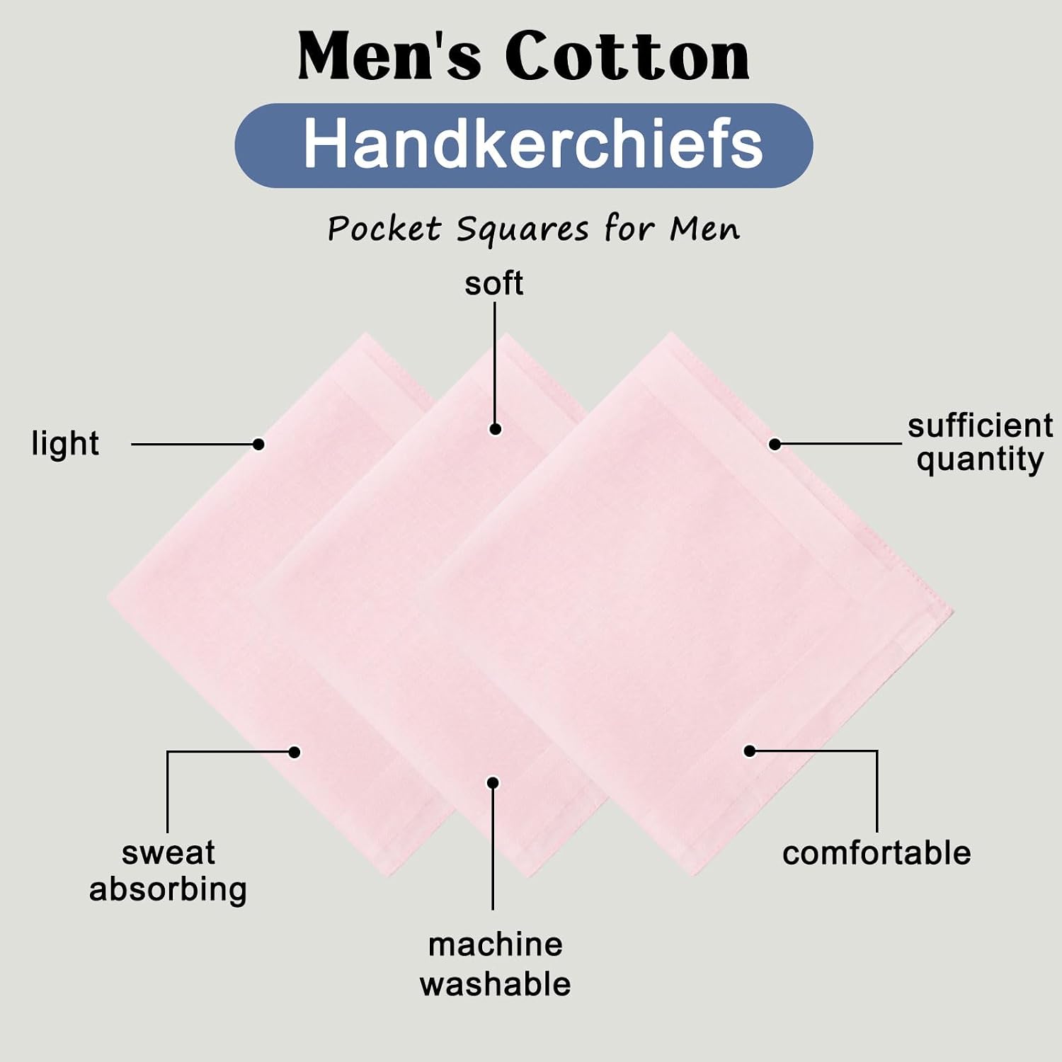 Men's Cotton Handkerchiefs Solid Color Pocket Squares for Men Soft Suit Pocket Square Hanky
