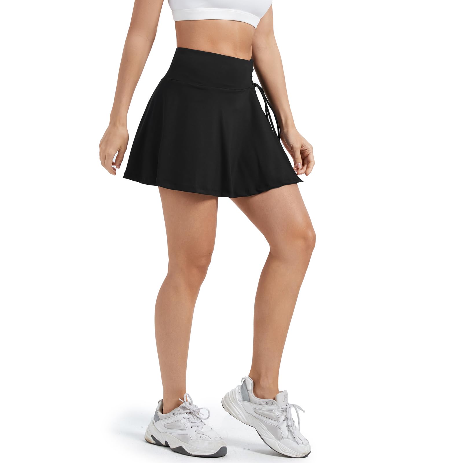 Blaosn Faldas de tenis fluidas para mujer, para entrenamiento, golf, atlética, pantalones cortos de cintura alta con bolsillos, con abertura, linda ropa de verano