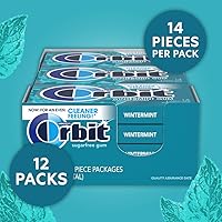 Vista 5 de Chicle sin azúcar ORBIT Wintermint, 12 paquetes al por mayor, 14 piezas cada uno (total de 168)