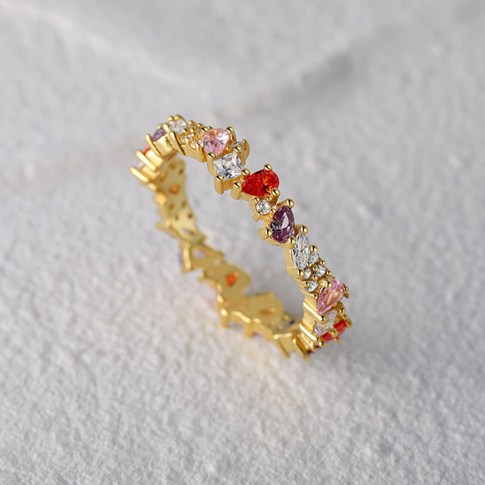 Alianzas de oro amarillo de 9 K/14 K, circonitas, para mujer