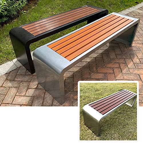 Weatherproof Outdoor Metal Frame Bench - Backless Silver Patio Seating 100x40x45cm for Garden, Porch & Park - Stylish Lounge Furniture for Outdoor Spaces