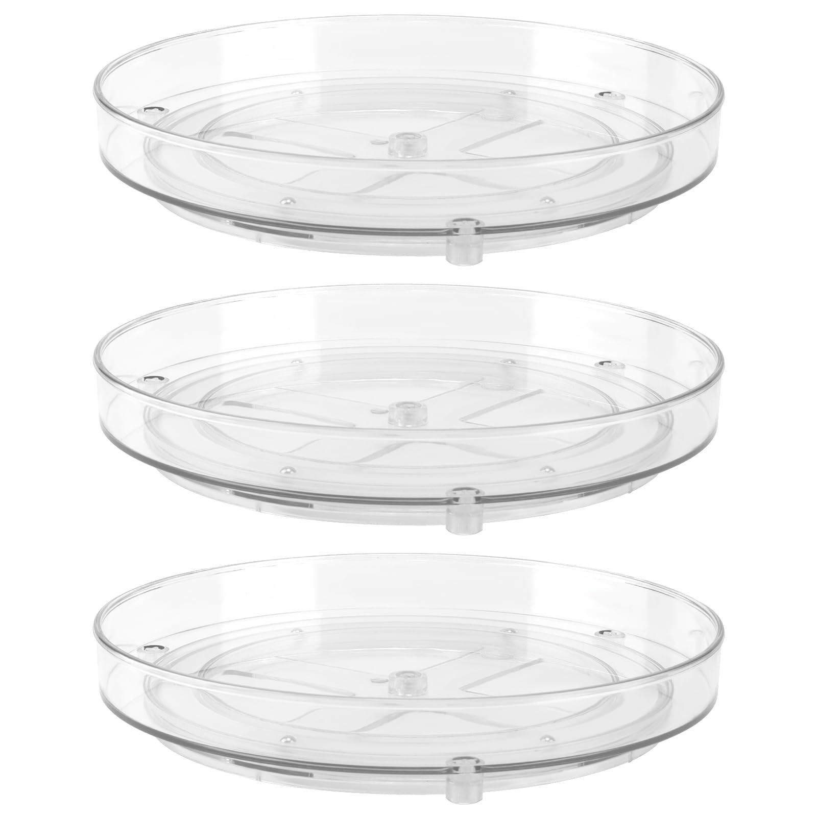 3 Stück 23cm Lazy Susan Drehteller Organizer, Kühlschrank Drehteller Organizer, Transparent Küche Drehtablett Drehbares Gewürzregal rund Gewürzhalter Organizer für Öl Soßen Gewürzflaschen