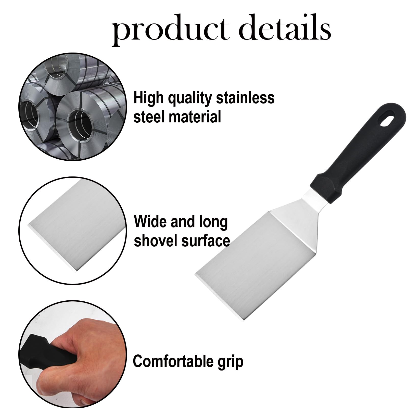 Spatola In Acciaio Inox Per Barbecue - Paletta Con Manico In Plastica Per Hamburger E Bistecche - Foto 4