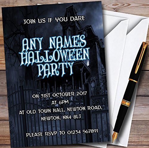 Dark Haunted House Personalized Halloween Party Invitations