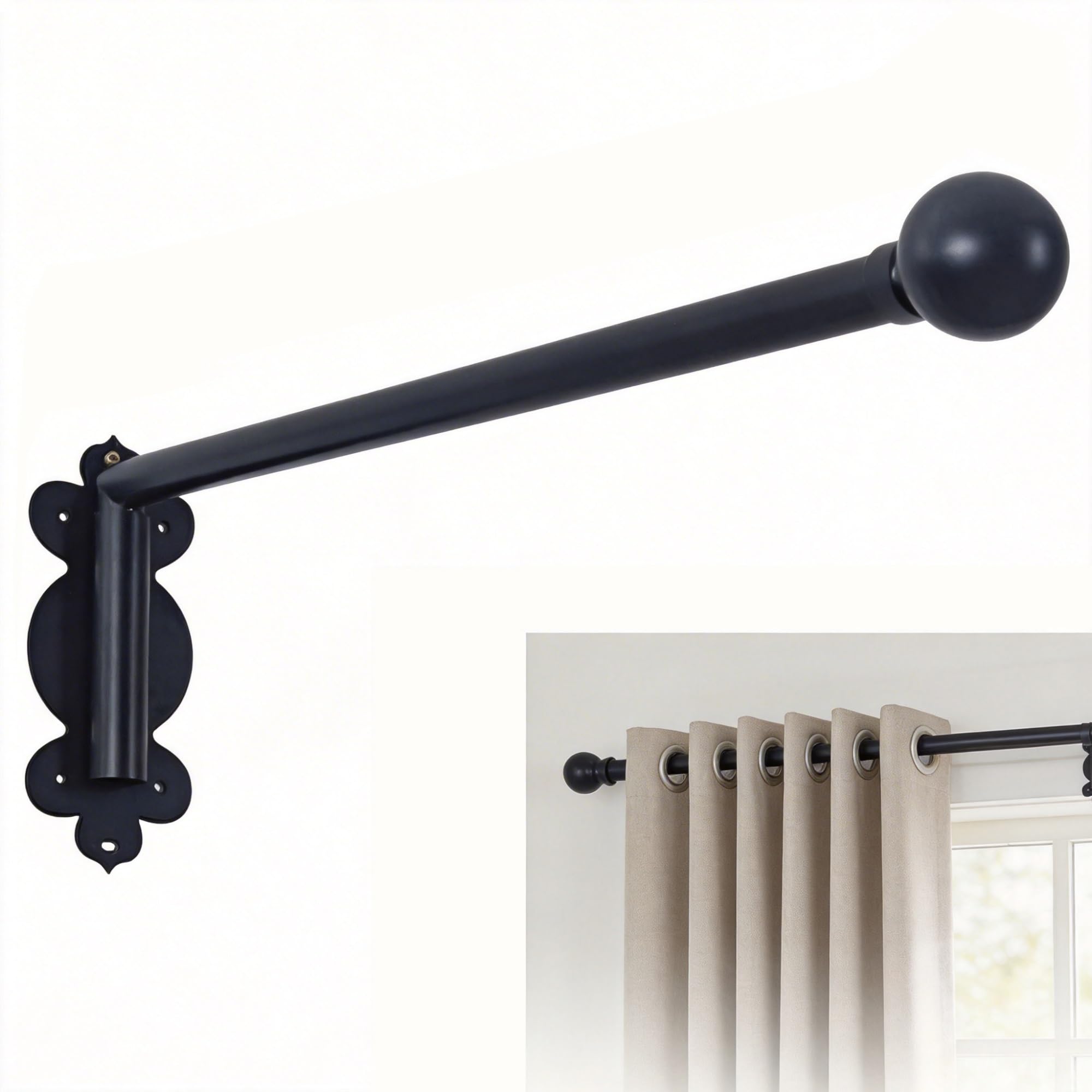 Tringle à rideaux pivotante 180° barre rideau douche 90cm pour salon et salle de bain