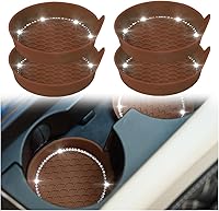 Vista 23 de zipelo Bling Car Cup Coaster, 2 Pack Universal Vehicle Anti-Slip Cup Holder Insert Coasters, Crystal Rhinestone Silicone Shockproof Drink Mat, Car