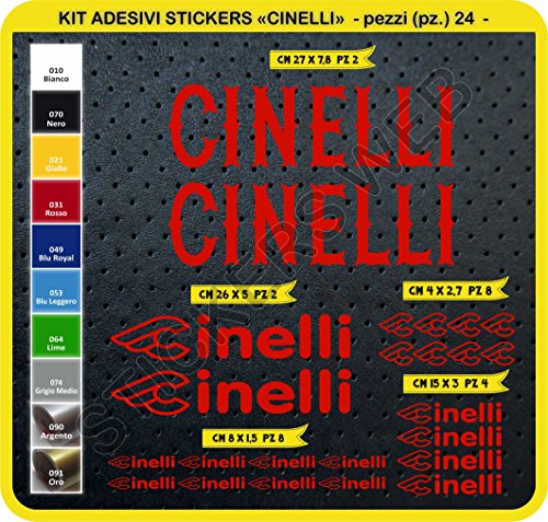 Pimastickerslab - Cod. 0091 - Lot de 24 stickers pour vélo - Couleur au choix, Rosso cod. 031