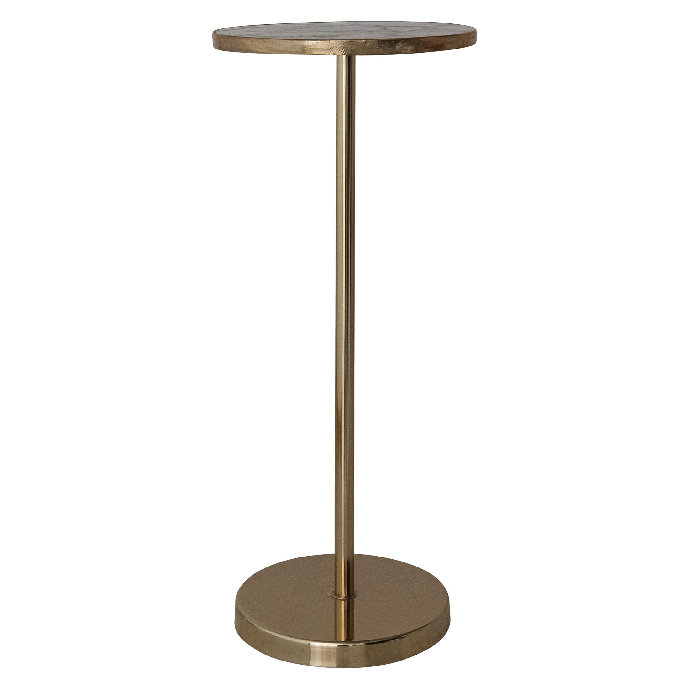Creative Co-Op Round Metal Martini Table with Agate Top, Gold Finish