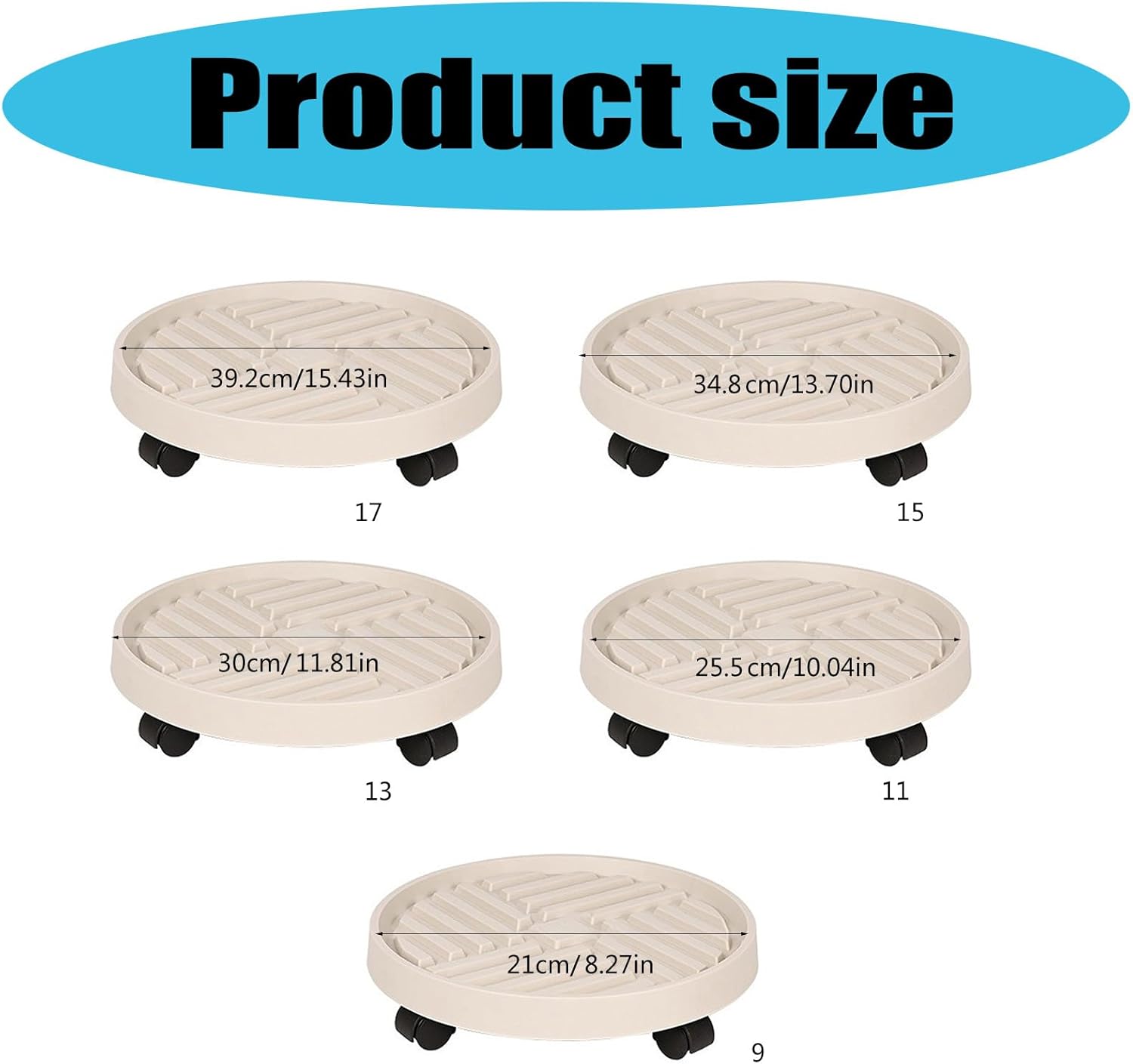 360 Degree Rolling Plant Base Heavy Duty Construction None Marring for Indoor Outdoor Container Moving Large Plant Rack for Heavy Potted Trees