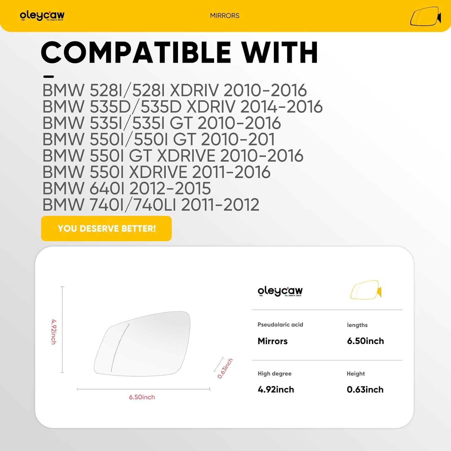4-Pin, Compatible with BMW 528i 535d 535i 550i 640i 650i 740i 740li 750i 750li 760li Driver Side Mirror, Replacement for 528 535 550 640 650 740 750 760