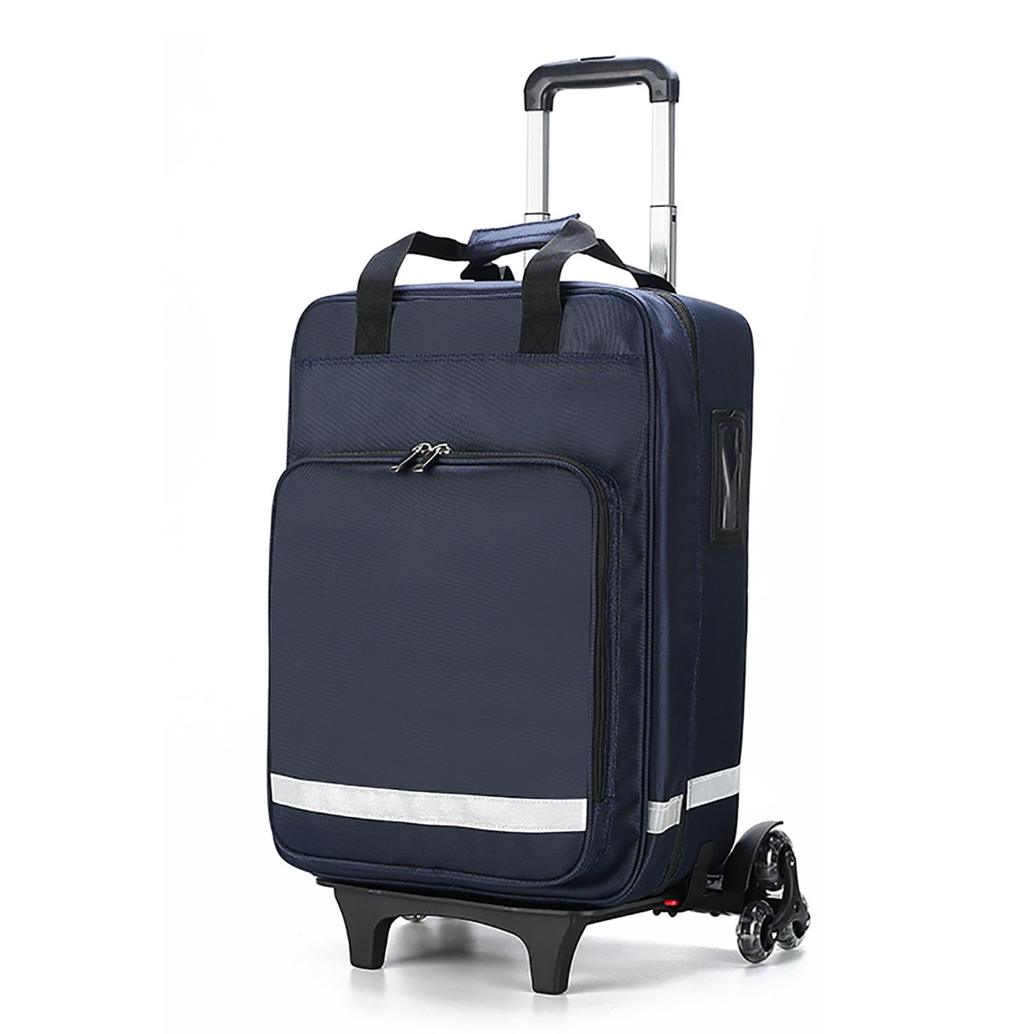 Borsa a rullo impermeabile per infermieri, traumatologica, con ruote, strisce riflettenti e carrello rimovibile, per professionisti medici e studenti, Blu
