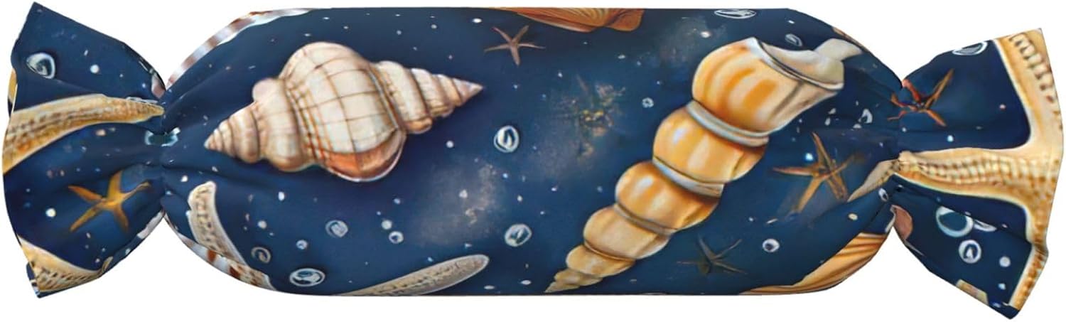 Starfish and Seashell Pattern Print Candy Cylindrical Comfortable Pillow Throw Pillows Home Decor Easy Maintenance