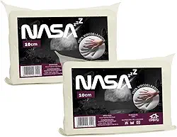 Kit 2 Travesseiro Nasa 10cm Altura Espuma D40 Viscoelástico Nasa Zz Capa Com Zíper 100% Algodão 200 Fios - Lar Conforto…