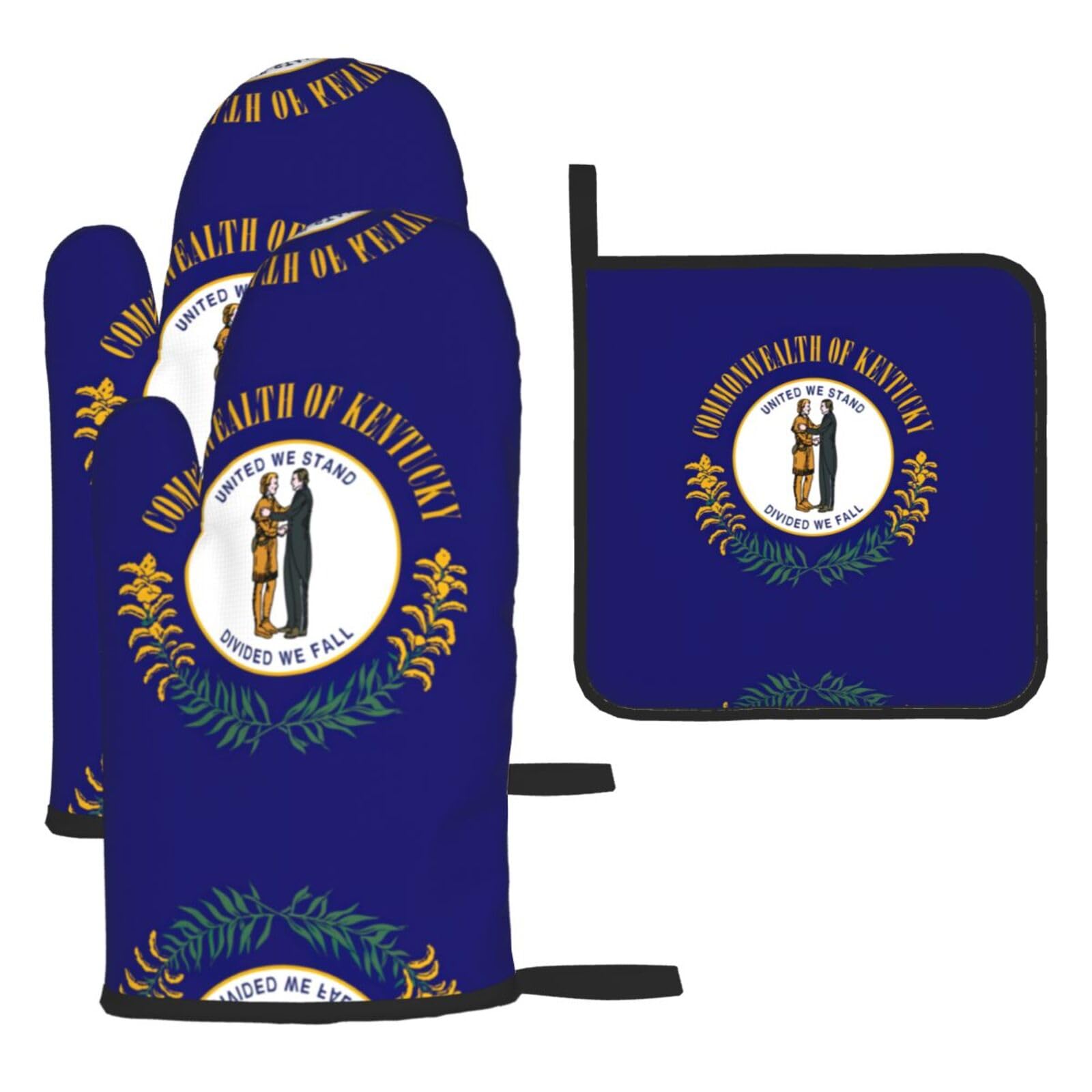 Kentucky State Flag Oven Mitts And Pot Holders Sets Of 3 Oven Glove Kitchen Decor For Baking Cooking Bbq