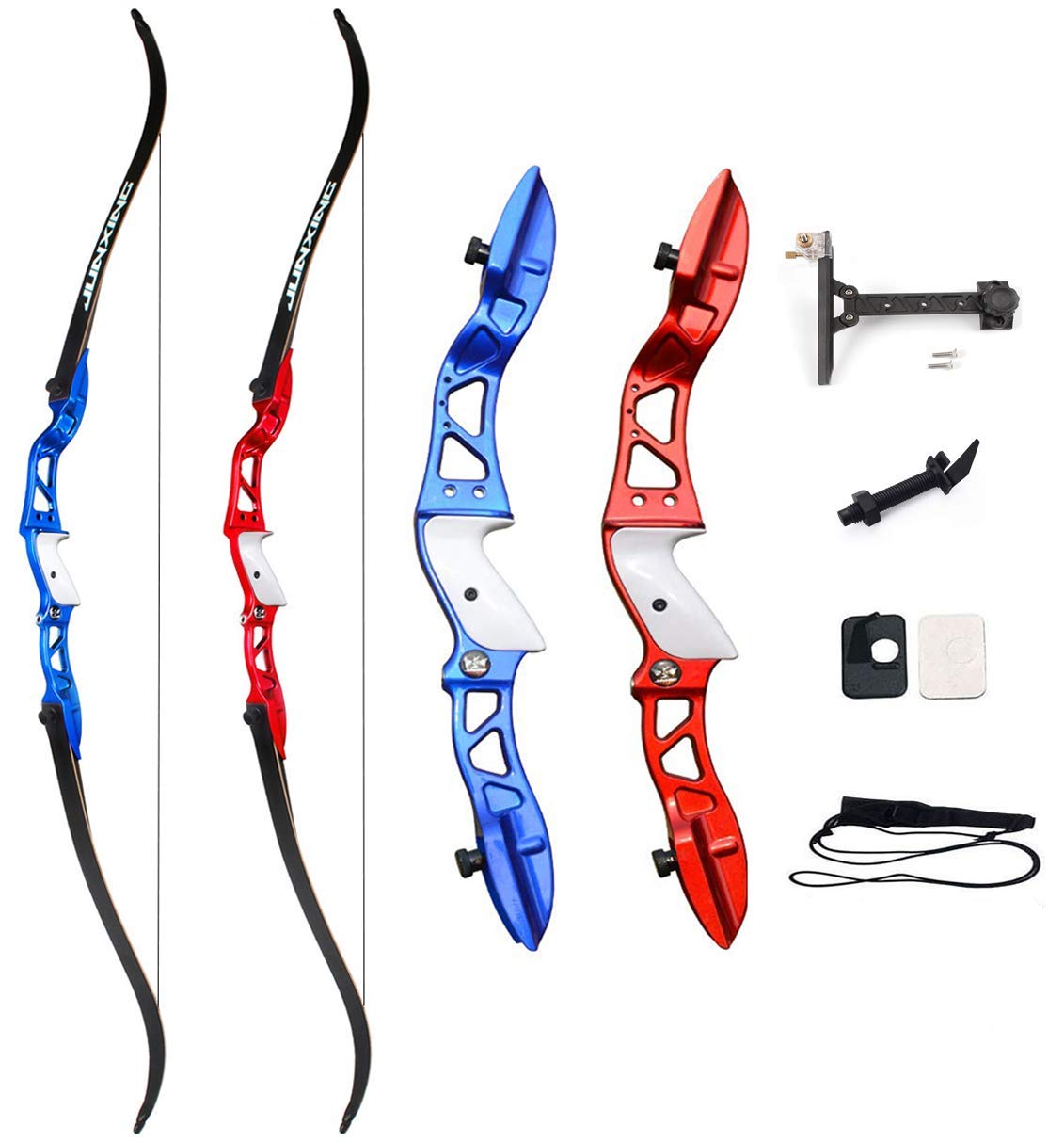 66" Arc Recourbé de Takedown et Kit tir à l'arc pour Adultes 24-36 lbs Riser en Alliage d'aluminium avec des flèches en Carbone Chasse Longbow Set